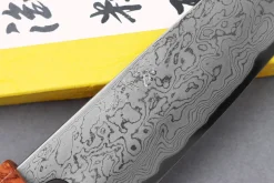 Couteau santoku 16,5cm japonais artisanal Toshihiro Wakui Aogami 2 damas laminé