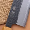 Couteau santoku 16,5cm japonais artisanal Yuzo Black AS chêne brûlé
