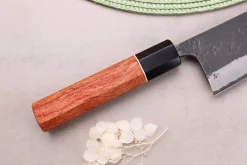 Couteau santoku 18cm japonais artisanal Masashi Yamamoto BS1 Black Nashiji
