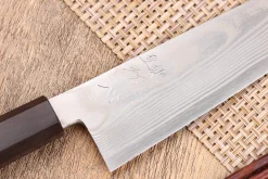 Couteau santoku 18cm japonais artisanal Hatsukokoro Ginsou Damas manche en ébène
