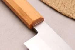 Couteau santoku 18cm japonais artisanal Hado Ginsan Cherry damassé