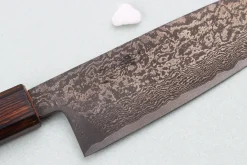 Couteau santoku 16,5cm japonais artisanal Nakamura Kaishin Ginsan Black Damas