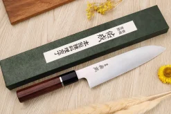 Couteau santoku 19,5cm japonais artisanal Sukenari SG2 San Maï manche en bois de rose