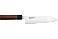 Couteau santoku 19,5cm japonais artisanal Sukenari SG2 San Maï manche en bois de rose