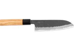 Couteau santoku 16,5cm japonais artisanal Hinoura Mutsumi Ajikataya Black Nashiji
