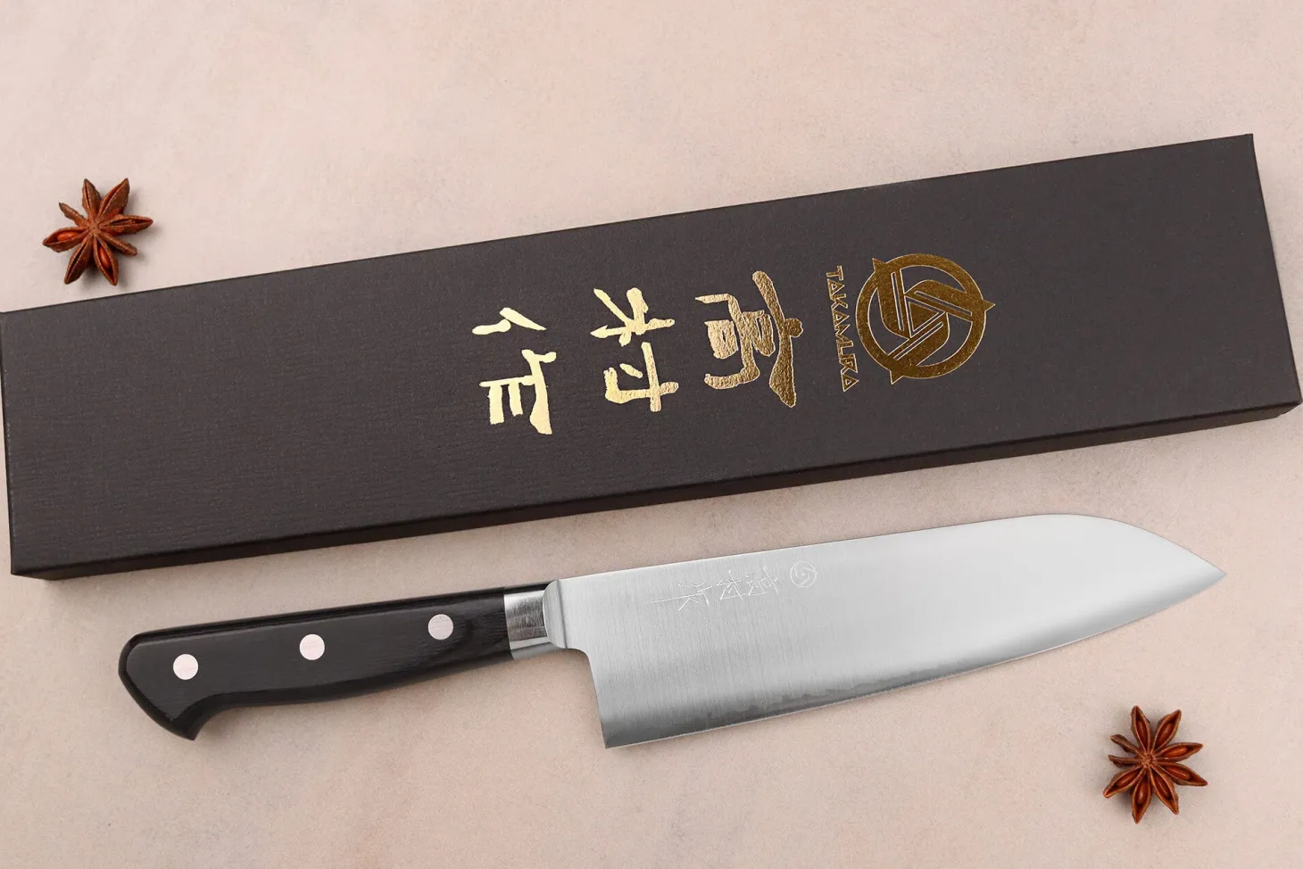Couteau santoku 16,5cm japonais artisanal Takamura VG10 Poli