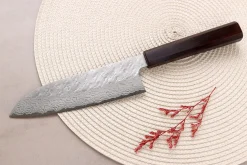 Couteau santoku 17cm japonais artisanal Nigara Hamono Tsuchime VG10 damas