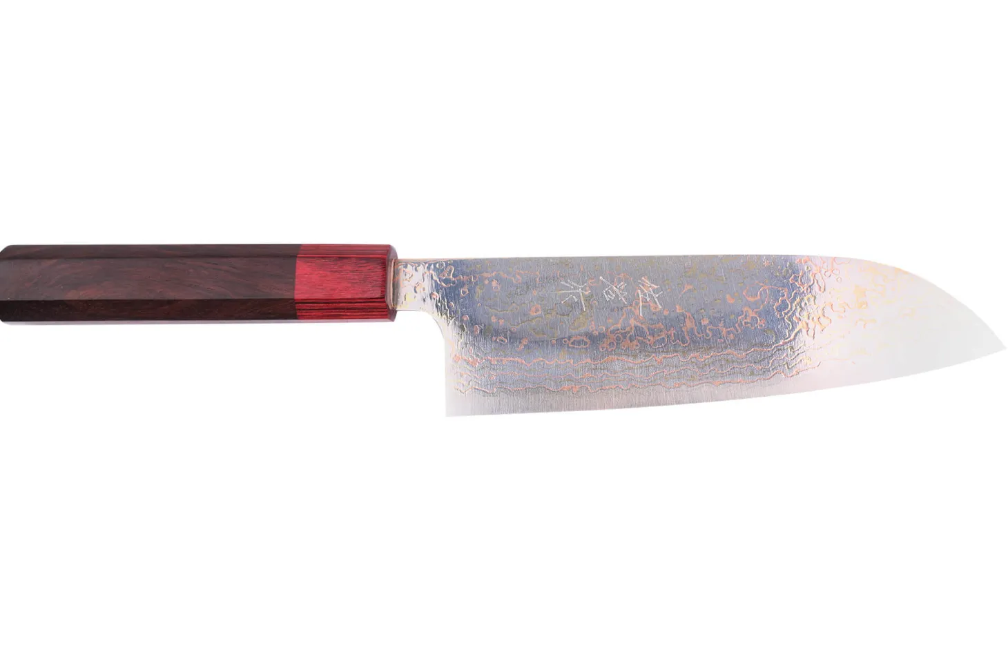 Couteau santoku 16,5cm japonais artisanal Takeshi Saji VG10 Rainbow