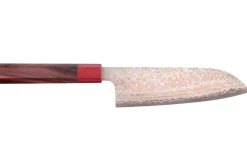 Couteau santoku 16,5cm japonais artisanal Takeshi Saji VG10 Rainbow Nashiji