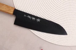 Couteau santoku 17cm japonais Sakai Takayuki Kurokage VG10 manche en chêne brûlé