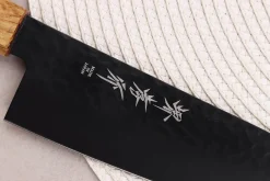 Couteau santoku 17cm japonais Sakai Takayuki Kurokage VG10 manche en chêne brûlé
