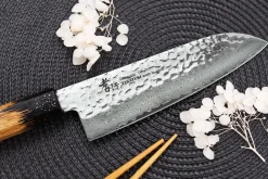 Couteau santoku 17cm japonais Sakai Takayuki Kashi Urushi VG10 damas