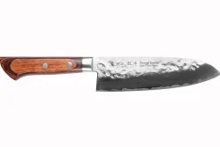 Couteau santoku 17cm japonais Satake Cutlery Brown Pakkawood AUS-8 San Maï Nashiji