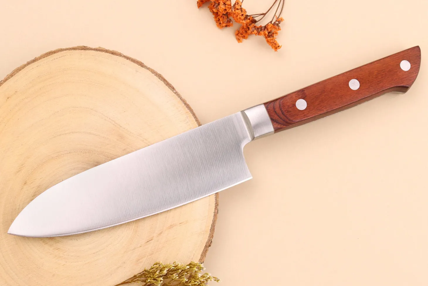 Couteau santoku 15cm japonais Satake Cutlery Brown Pakkawood