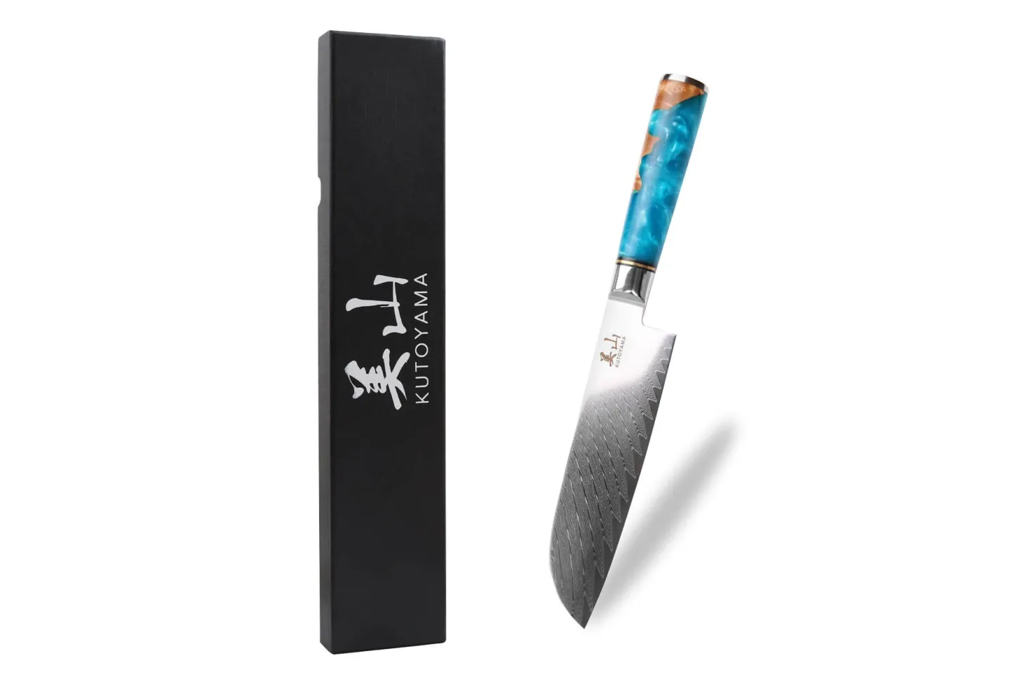 Couteau santoku 17cm Kutoyama damas Azur