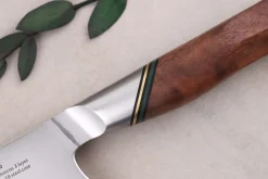 Couteau santoku 18cm Ryda Knives A-30 San Maï et manche en noyer