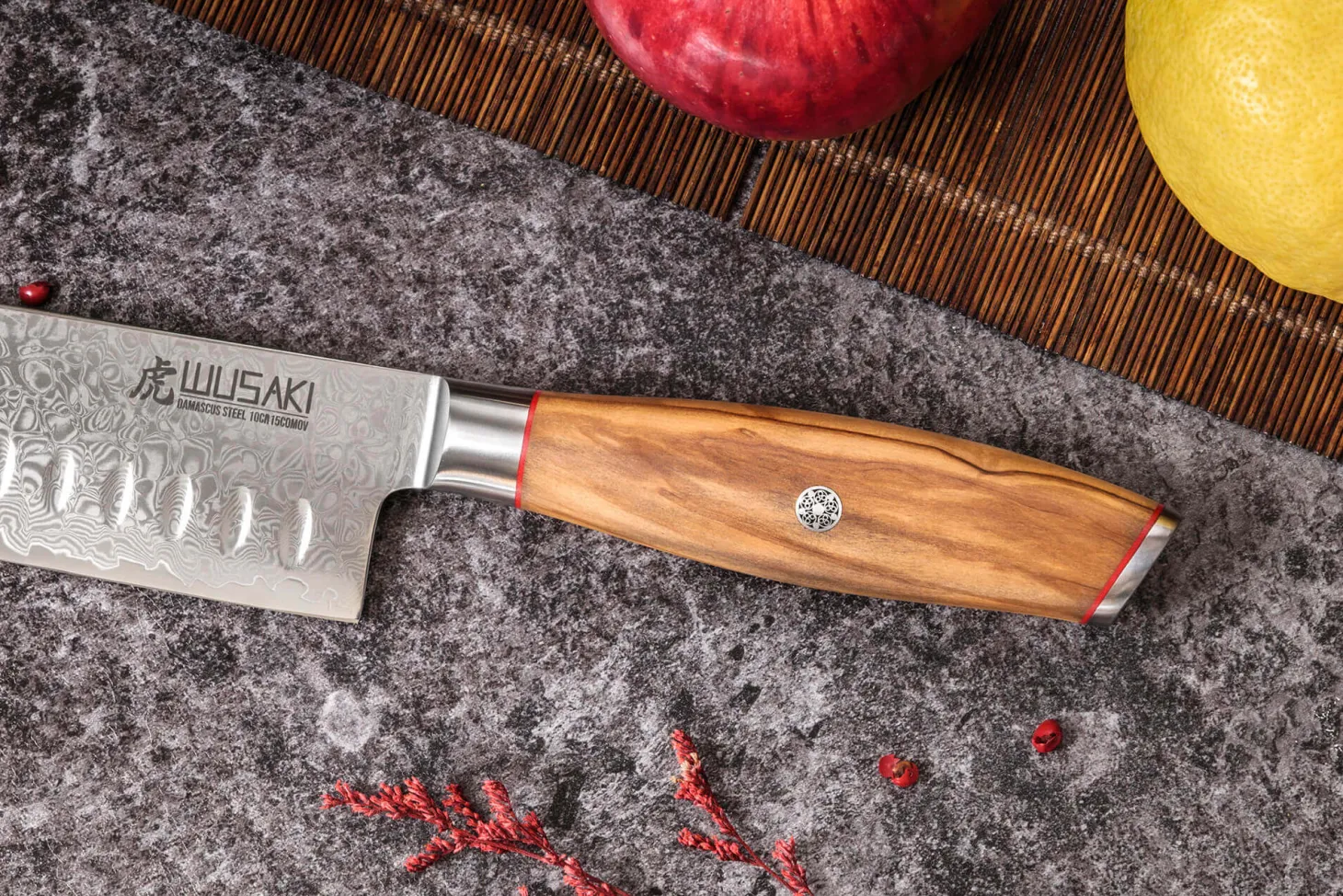 Couteau santoku 18cm Wusaki Fujiko 10CR damas