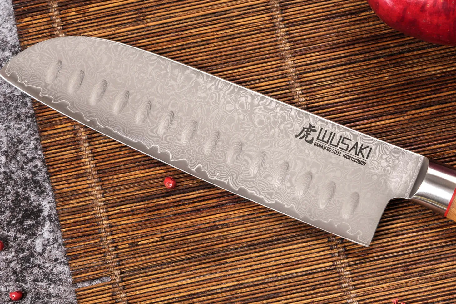 Couteau santoku 18cm Wusaki Fujiko 10CR damas