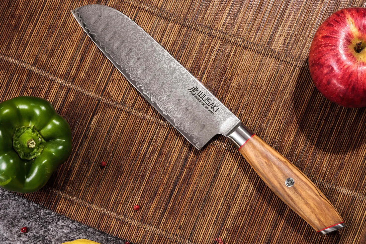 Couteau santoku 18cm Wusaki Fujiko 10CR damas