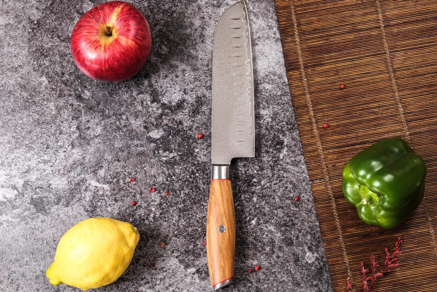 Couteau santoku 18cm Wusaki Fujiko 10CR damas