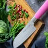 Couteau santoku Dick Pink Spirit lame alvéolée 18cm manche rose