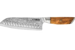 Couteau santoku Fukito Olive Damas alvéolé 14Cr 18cm