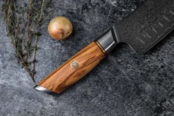 Couteau santoku Fukito Olive Damas alvéolé 14Cr 18cm