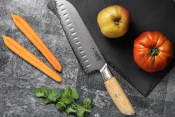 Couteau santoku Fukito Pakka San Mai alvéolé 18cm