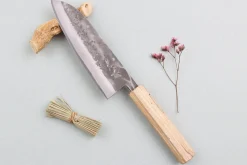 Couteau santoku japonais artisanal Wusaki Nakata Erable BS2 16,5cm manche érable