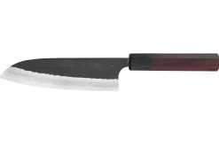 Couteau santoku japonais artisanal Nao Yamamoto Damas AS brut de forge 16,5cm
