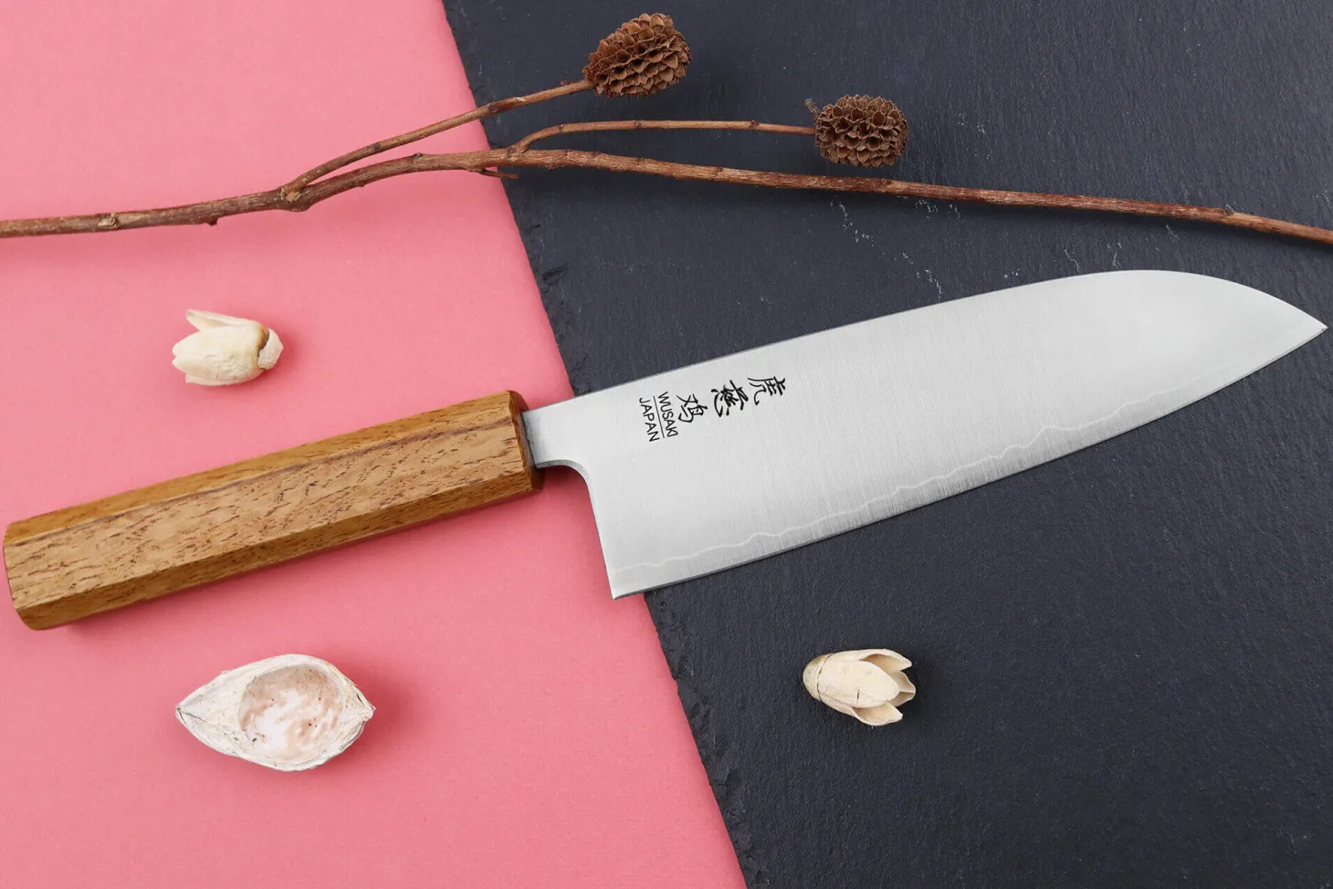 Couteau santoku japonais artisanal Wusaki Migaki G3 16,5cm