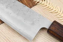 Couteau santoku japonais artisanal Wusaki Yoshi G3 chêne 16,5cm