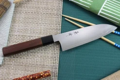 Couteau santoku japonais artisanal Kagekiyo Kurumi Ginsan 18cm
