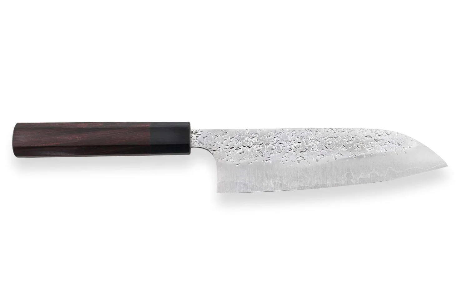 Couteau santoku japonais artisanal martelé Yu Kurosaki Shizuku 16.5cm acier SG2