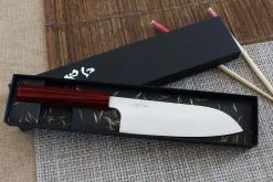 Couteau santoku japonais artisanal Kei Kobayashi SG2 Heptagone 17cm