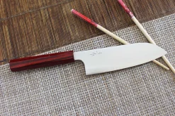Couteau santoku japonais artisanal Kei Kobayashi SG2 Heptagone 17cm