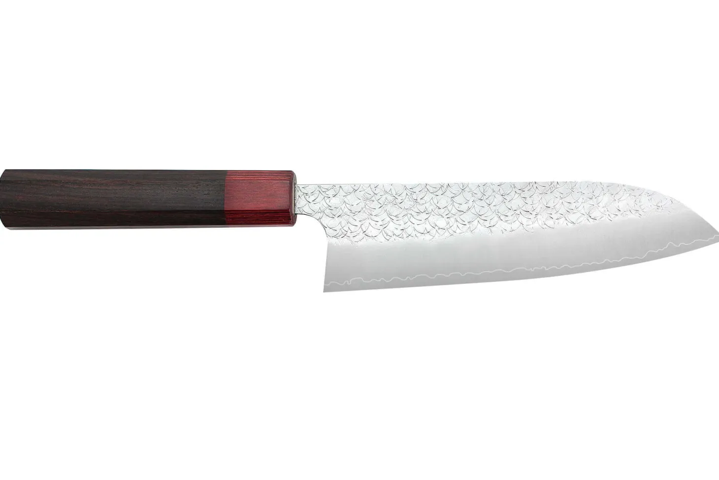 Couteau santoku japonais artisanal Yoshimi Kato Minamo SG2 Tsuchime 17cm