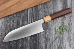 Couteau santoku japonais artisanal Kei Kobayashi SG2 Octogone 17cm