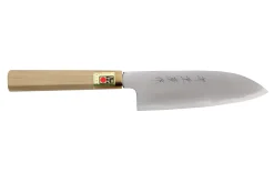 Couteau santoku japonais artisanal Kasahara Shigehiro forgé par Yoshikazu Ikeda 16,5cm