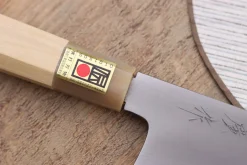 Couteau santoku japonais artisanal Kasahara Shigehiro forgé par Yoshikazu Ikeda 18cm