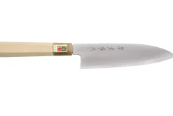 Couteau santoku japonais artisanal Kasahara Shigehiro forgé par Yoshikazu Ikeda 18cm