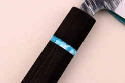 Couteau santoku japonais artisanal Yu Kurosaki Fujin 16,5cm SG2 turquoise