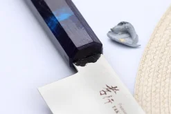 Couteau santoku japonais 17cm Sakai Takayuki Nanairo Blue Damas VG10
