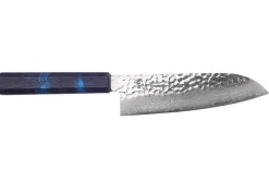 Couteau santoku japonais 17cm Sakai Takayuki Nanairo Blue Damas VG10
