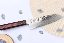 Couteau santoku japonais 17cm Sakai Takayuki Nanairo Wine Damas VG10