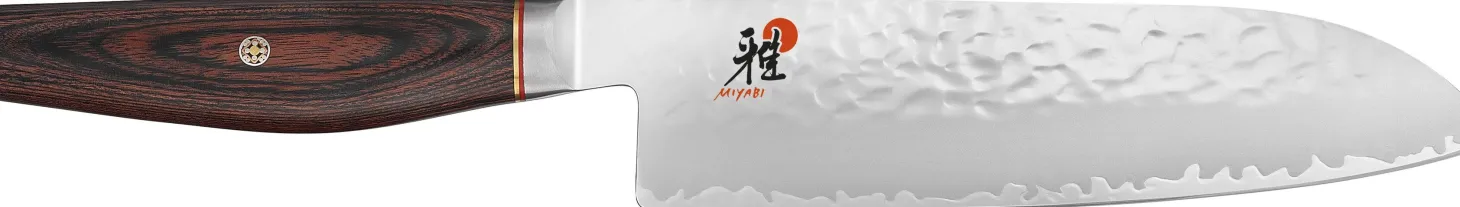 Couteau santoku japonais Miyabi 6000MCT lame martelée 18cm + manche en Pakka