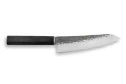 Couteau santoku japonais Shizu Hamono Yamato martelé 18cm manche sombre