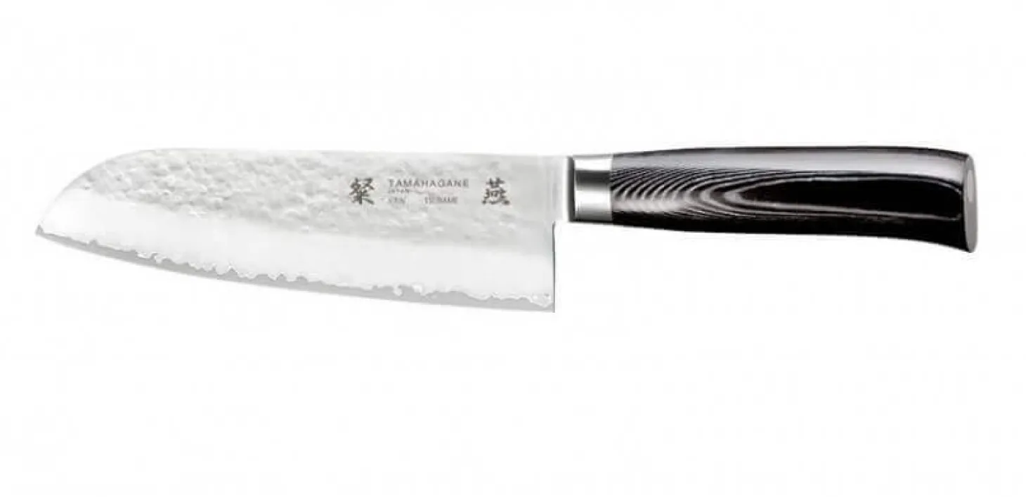 Couteau santoku japonais Tamahagane Tsubame lame martelée 17.5cm acier VG5