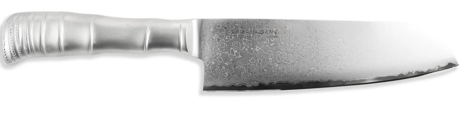 Couteau santoku japonais Tamahagane Bamboo Kyoto lame 17.5cm acier Damas VG5