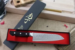 Couteau santoku japonais Tsunehisa VG10 Damascus 45 couches 16.5cm